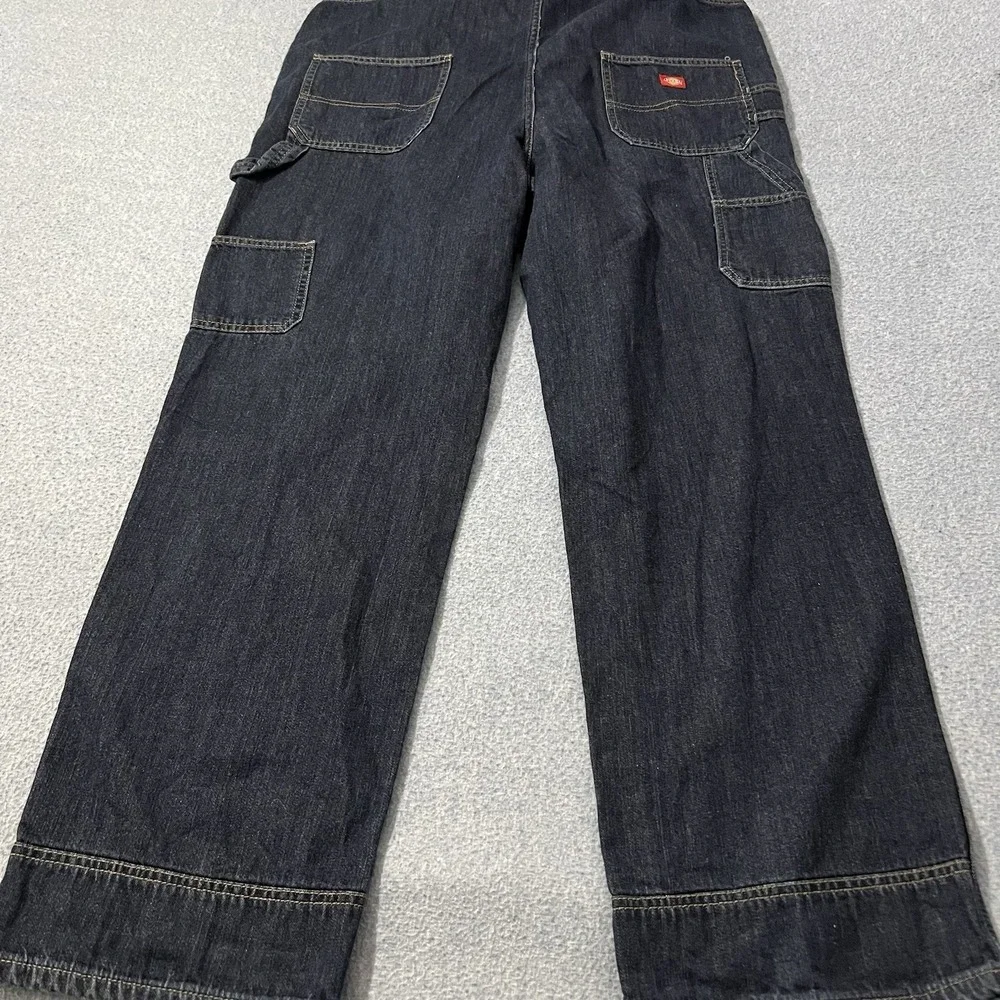 Dickies Denim Bib Overalls Mens L Fit 42x31 Blue Carpenter Jeans Relaxed Loose